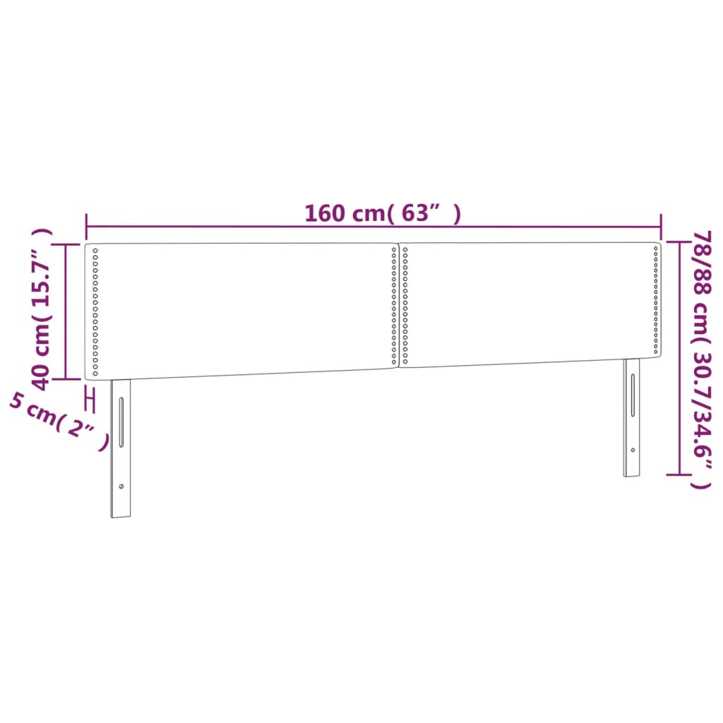 vidaXL Cabeceira de cama 2 pcs tecido 80x5x78/88 cm preto