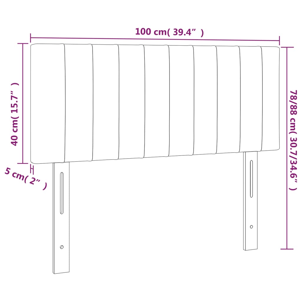 vidaXL Cabeceira de cama veludo 100x5x78/88 cm rosa