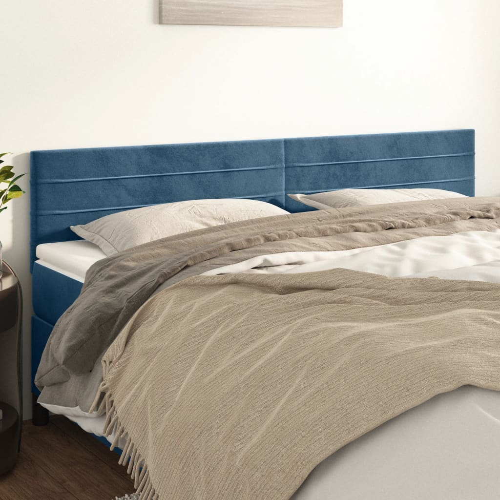 vidaXL Cabeceira de cama 2 pcs veludo 80x5x78/88 cm azul-escuro