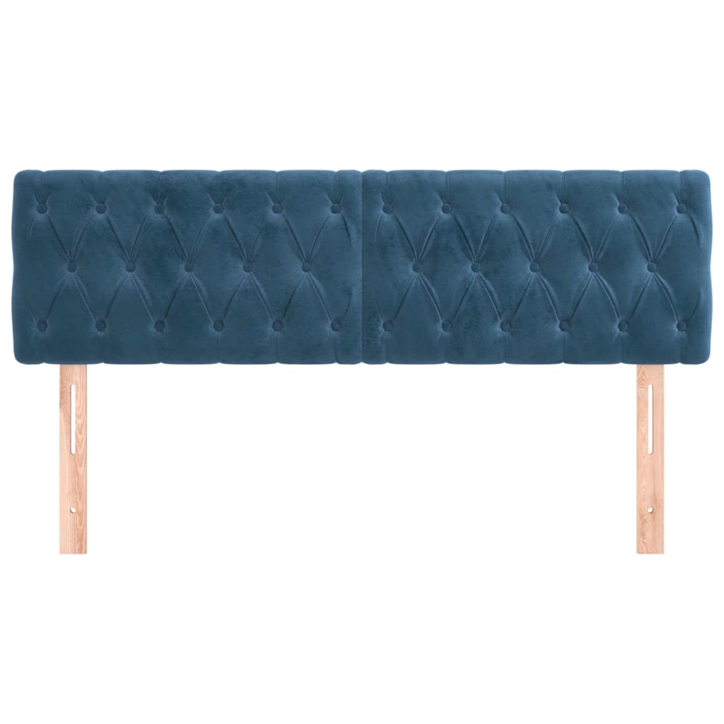 vidaXL Cabeceira de cama 2 pcs veludo 72x7x78/88 cm azul-escuro