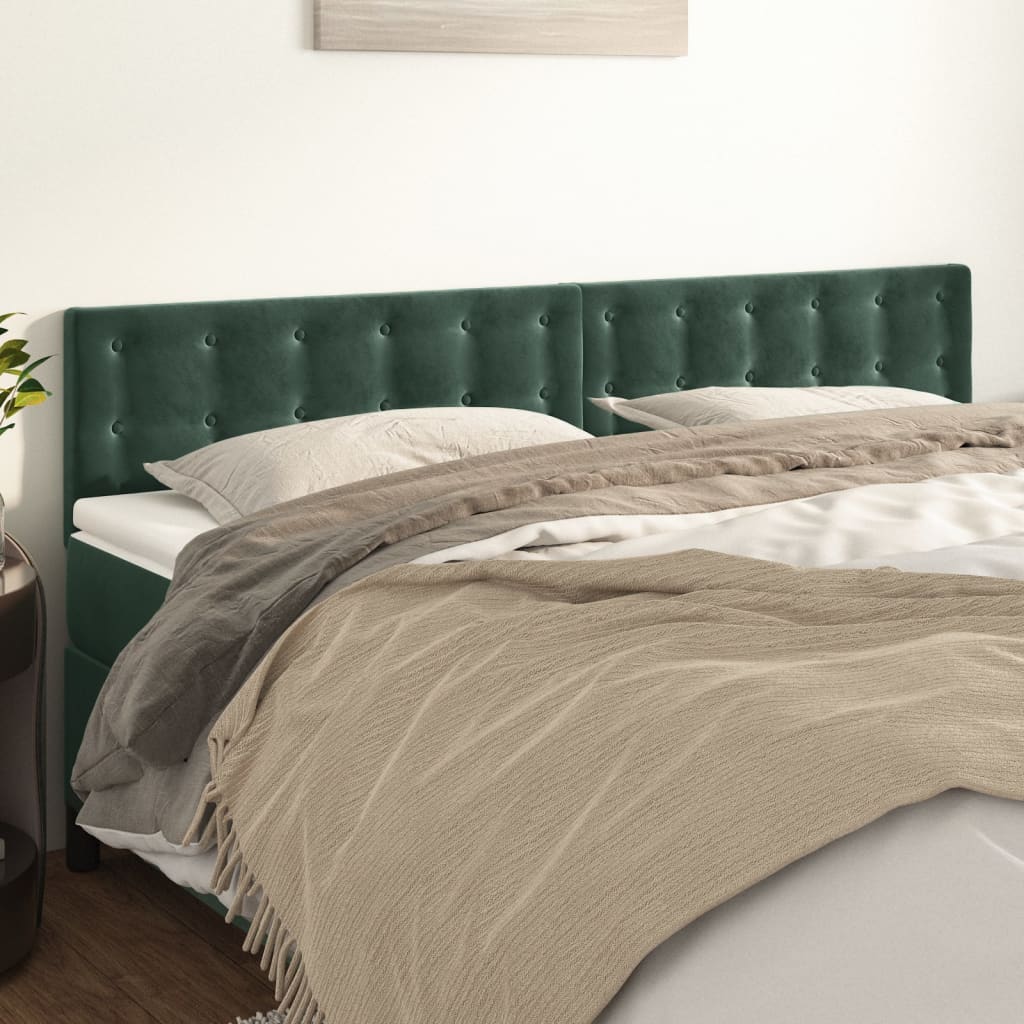 vidaXL Cabeceira de cama 2 pcs veludo 90x5x78/88 cm verde-escuro