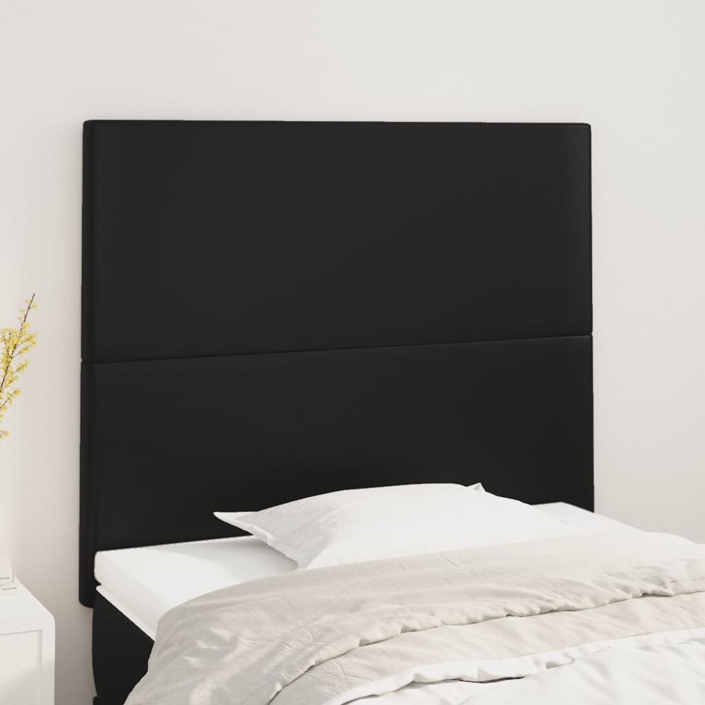 vidaXL Cabeceira de cama 2 pcs couro artificial 100x5x78/88 cm preto