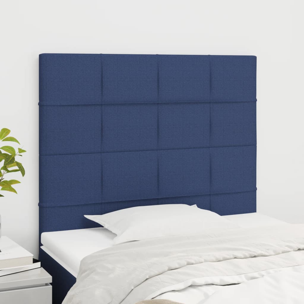 vidaXL Cabeceira de cama 2 pcs tecido 100x5x78/88 cm azul