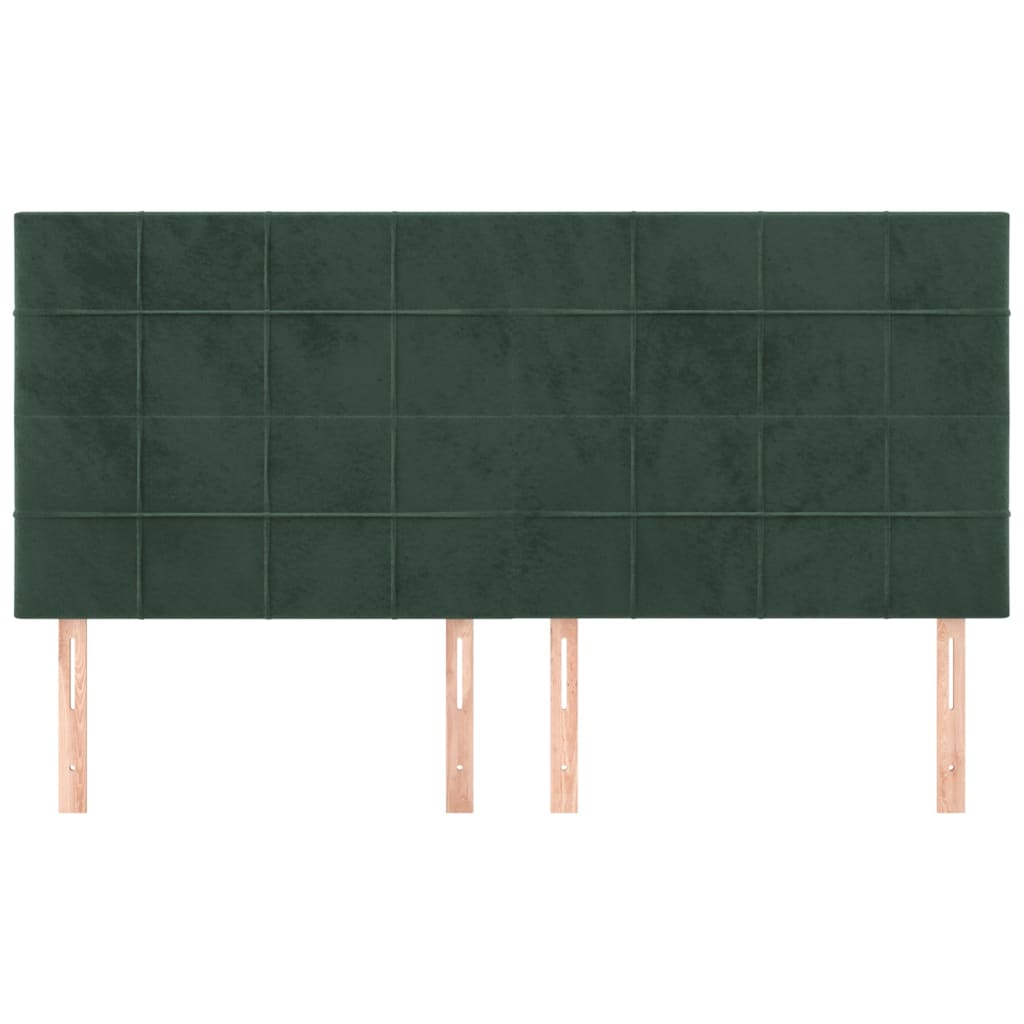 vidaXL Cabeceira de cama 4 pcs veludo 80x5x78/88 cm verde-escuro