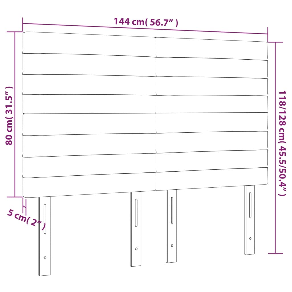 vidaXL Cabeceira de cama 4 pcs tecido 72x5x78/88 cm castanho-escuro