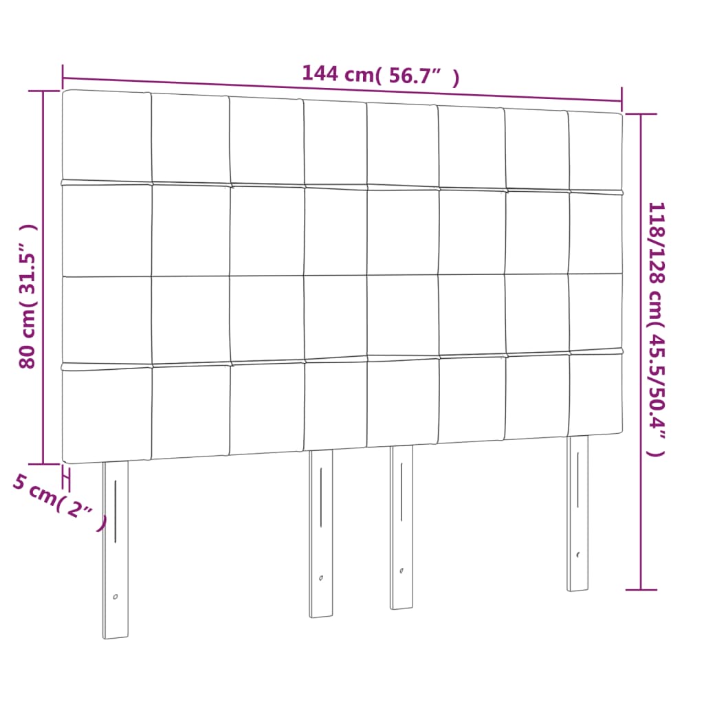 vidaXL Cabeceira de cama 4 pcs tecido 72x5x78/88 cm creme