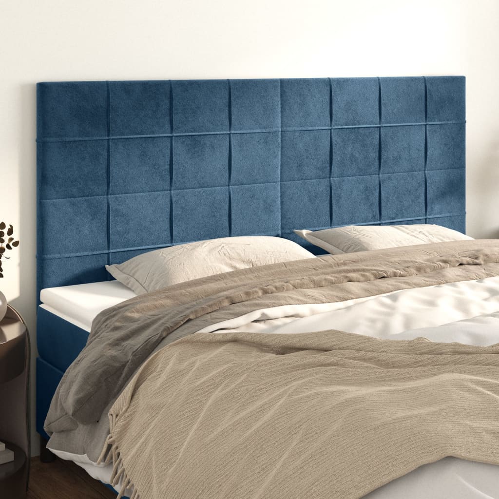 vidaXL Cabeceira de cama 4 pcs veludo 90x5x78/88 cm azul-escuro