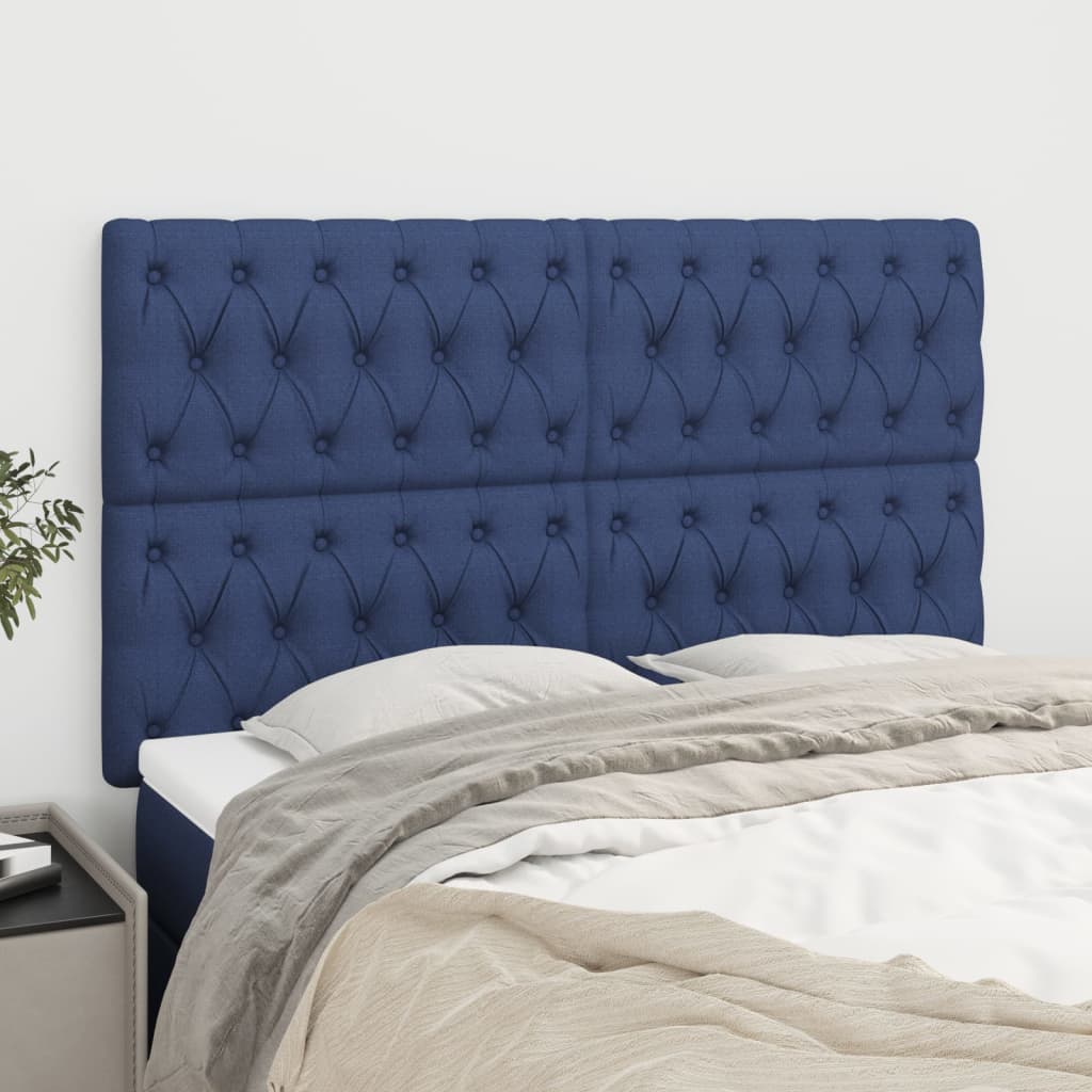 vidaXL Cabeceira de cama 4 pcs tecido 72x7x78/88 cm azul