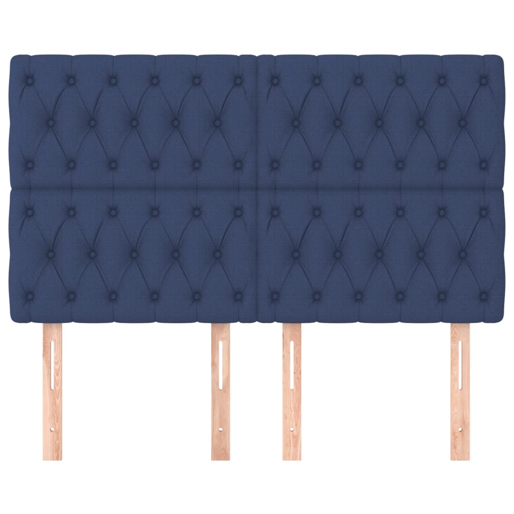 vidaXL Cabeceira de cama 4 pcs tecido 72x7x78/88 cm azul