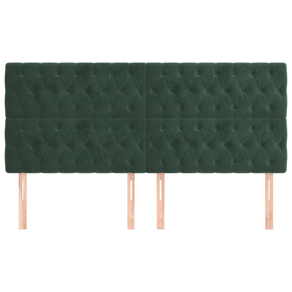 vidaXL Cabeceira de cama 4 pcs veludo 100x7x78/88 cm verde-escuro