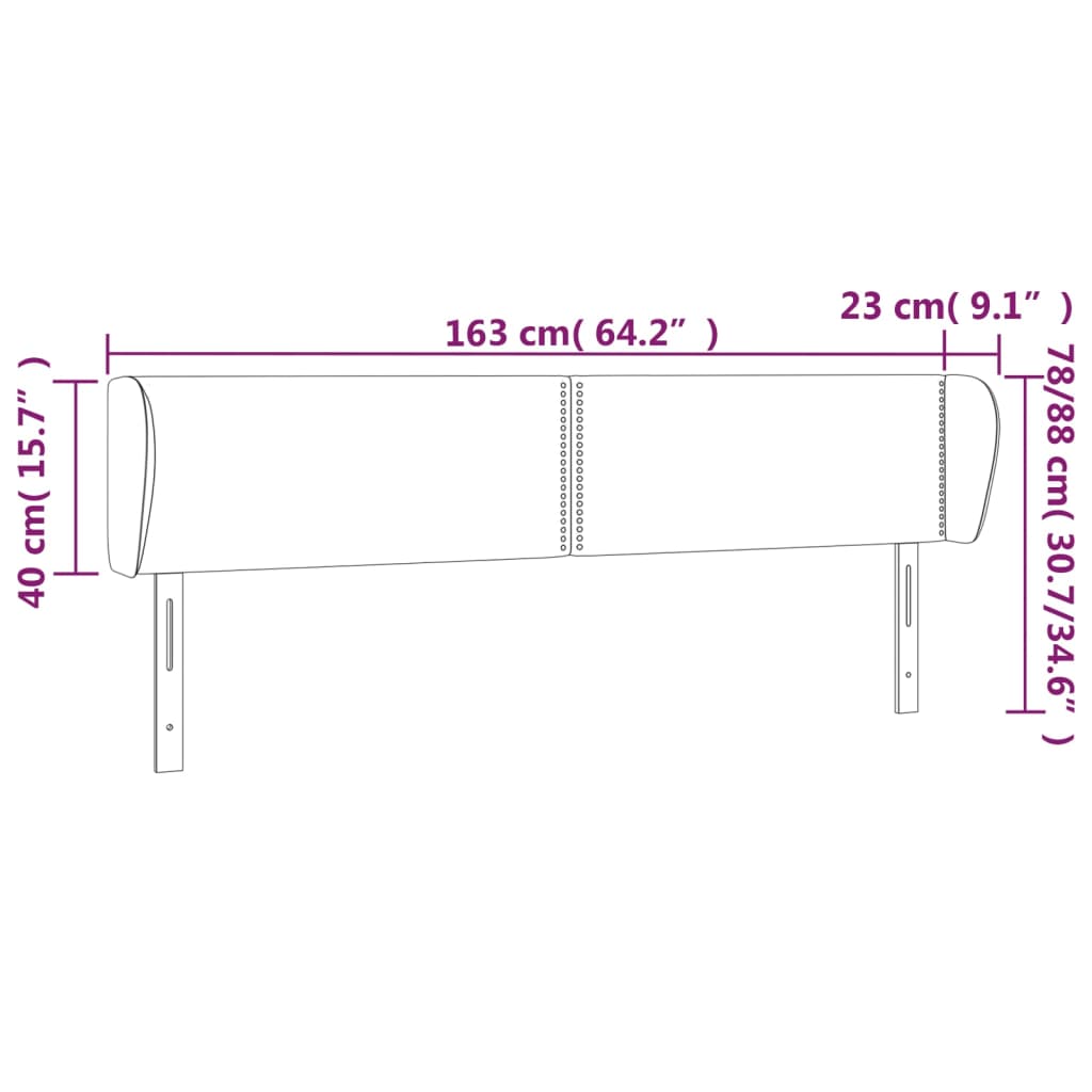 vidaXL Cabeceira cama abas tecido 163x23x78/88 cm cinzento-acastanhado