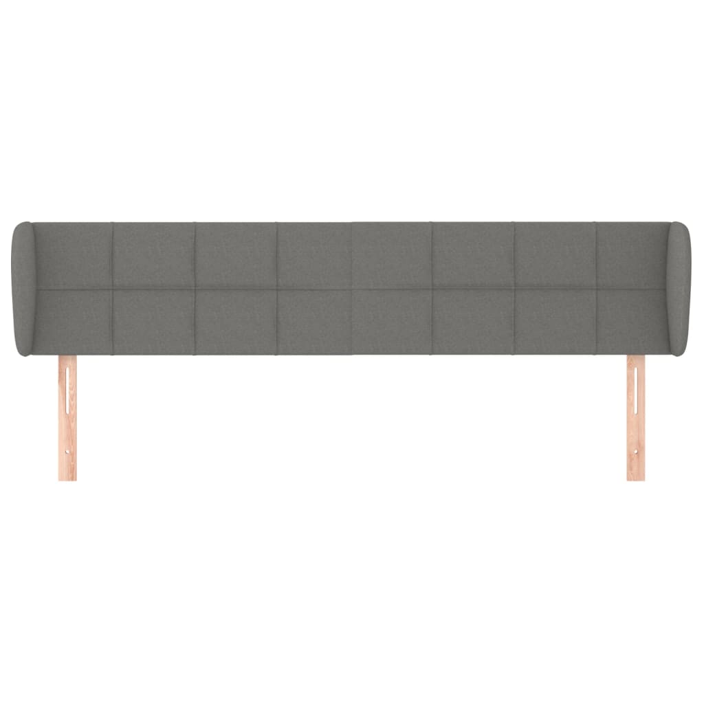 vidaXL Cabeceira de cama c/ abas tecido 163x23x78/88cm cinzento-escuro