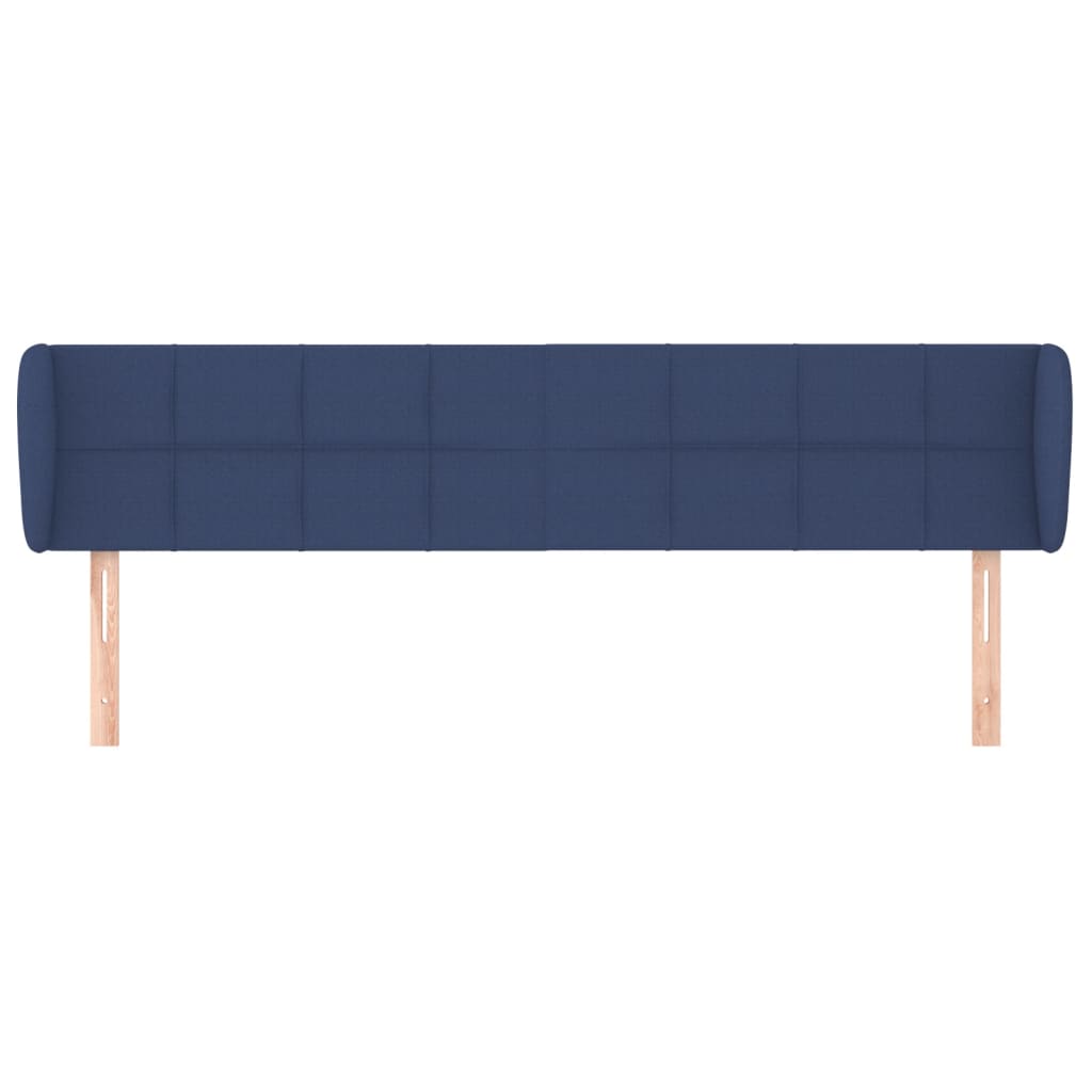 vidaXL Cabeceira de cama c/ abas tecido 203x23x78/88 cm azul