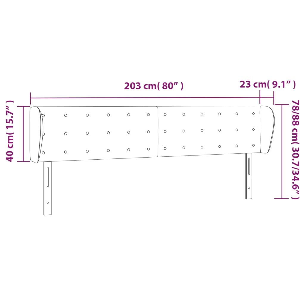 vidaXL Cabeceira cama abas couro artificial 203x23x78/88 cm cappuccino