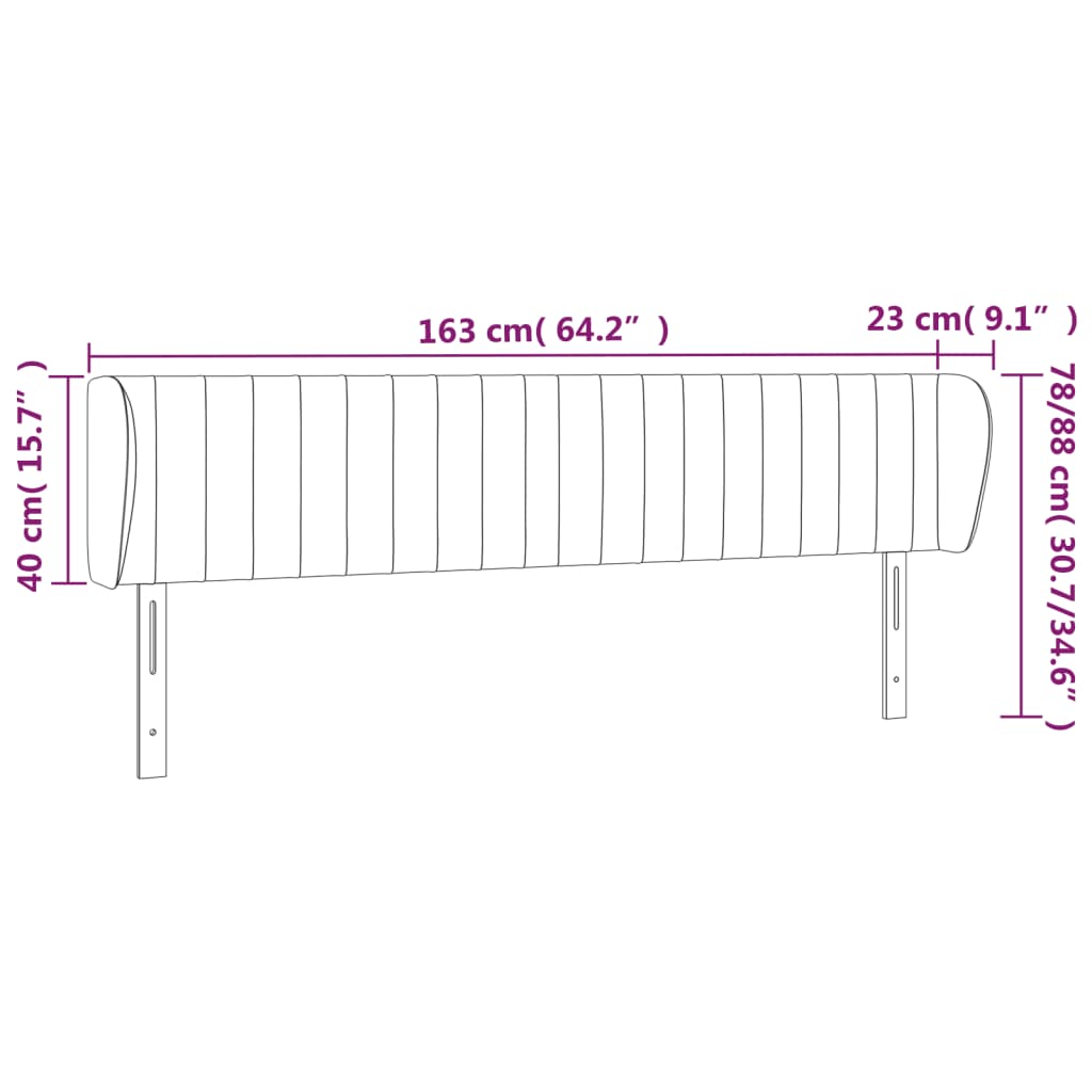 vidaXL Cabeceira cama abas tecido 163x23x78/88 cm cinzento-acastanhado