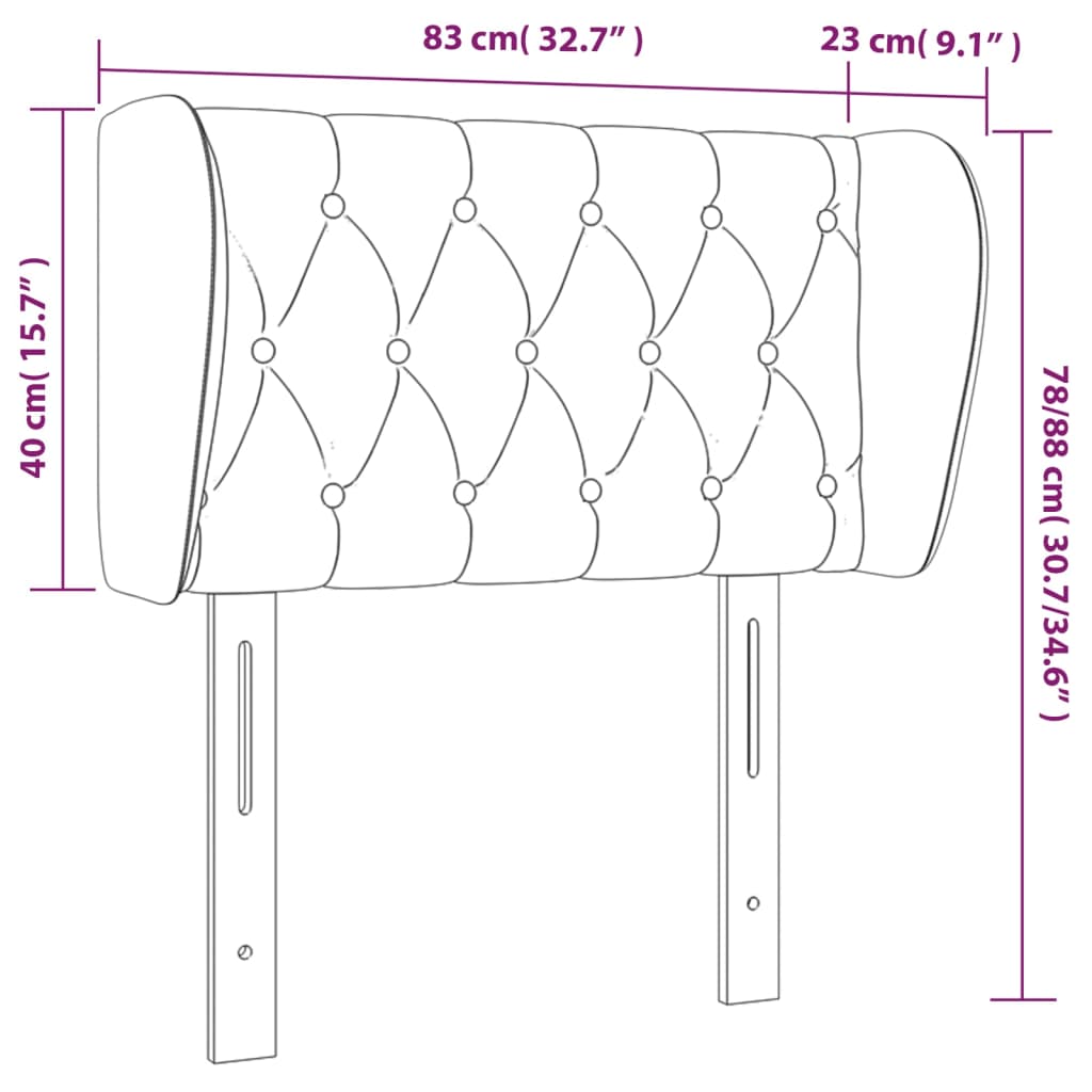 vidaXL Cabeceira de cama c/ abas tecido 83x23x78/88 cm preto