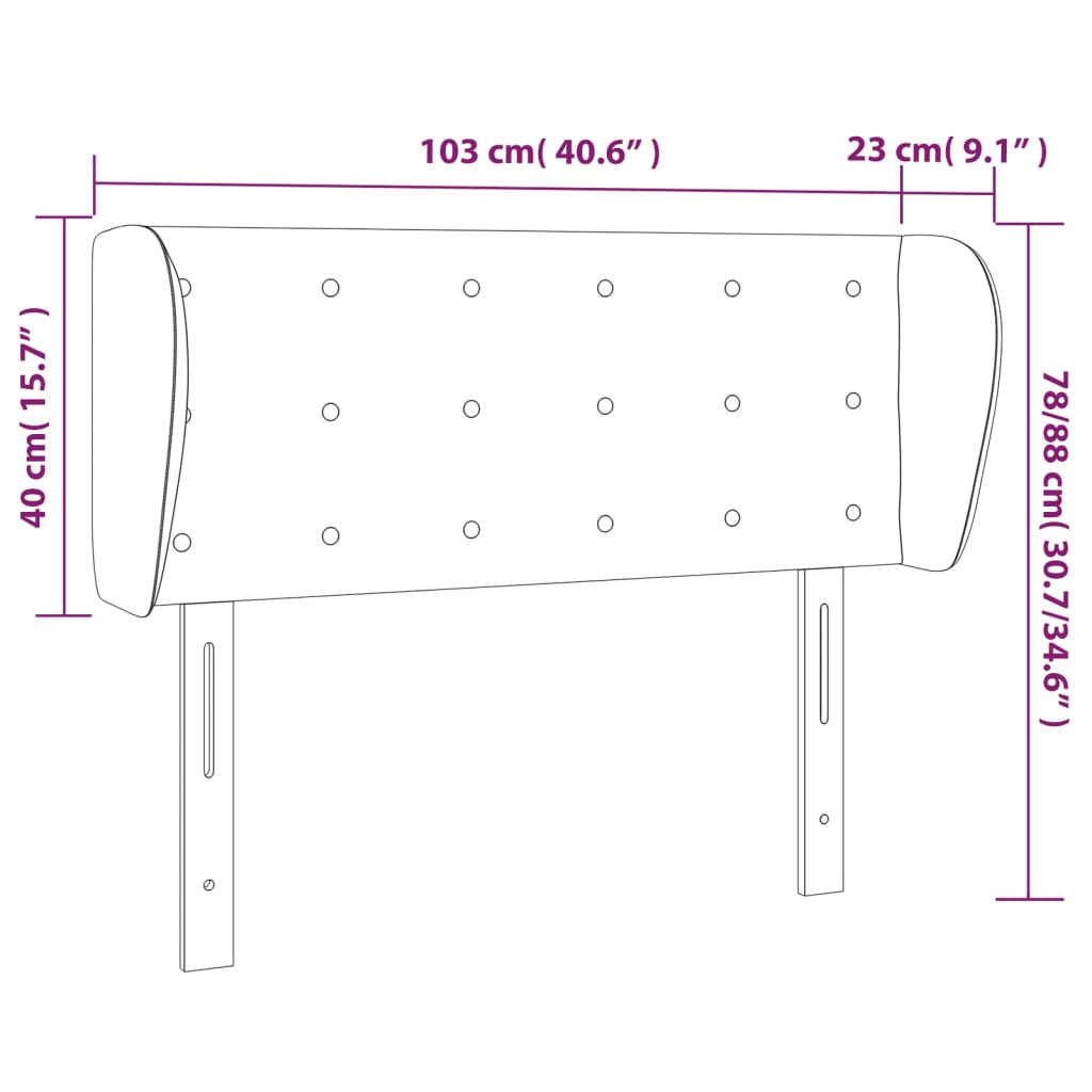 vidaXL Cabeceira de cama c/ abas veludo 103x23x78/88 cm cinzento-claro