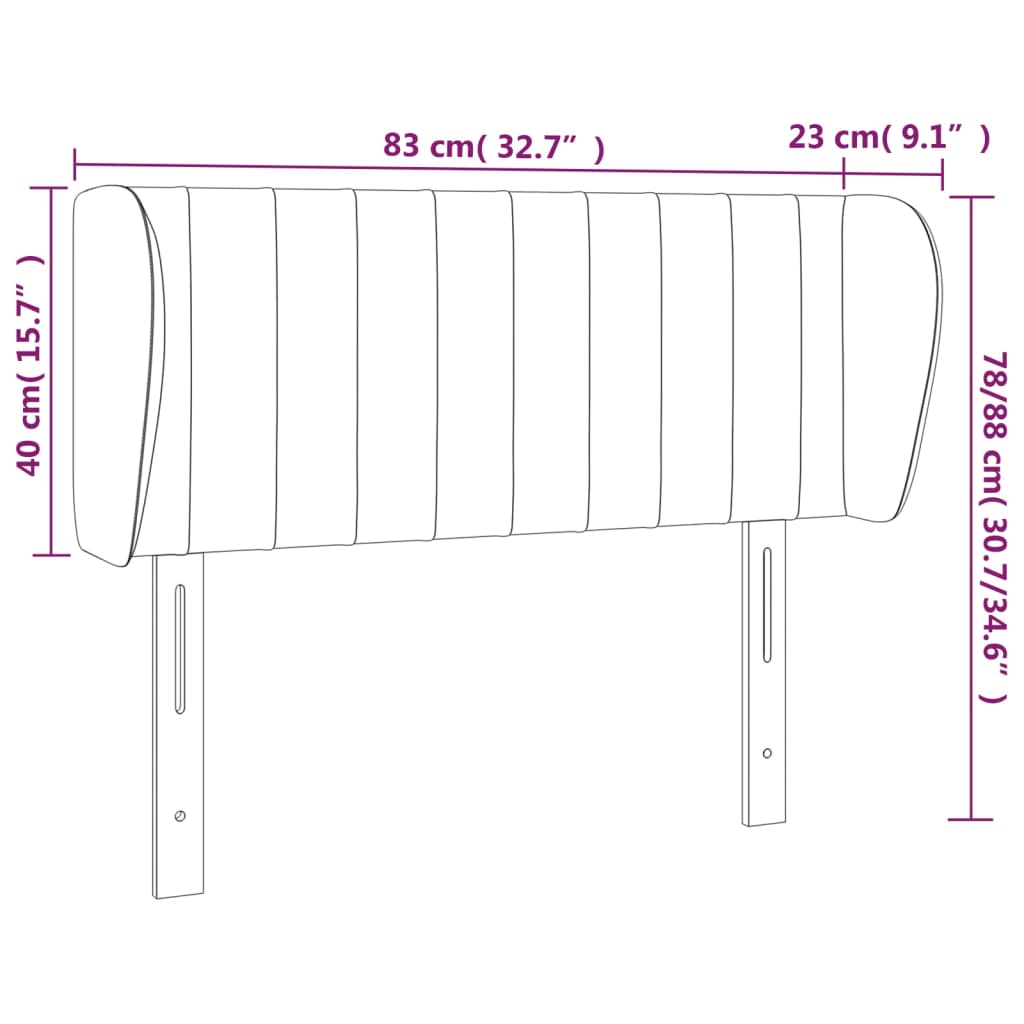 vidaXL Cabeceira de cama c/ abas veludo 83x23x78/88 cm preto