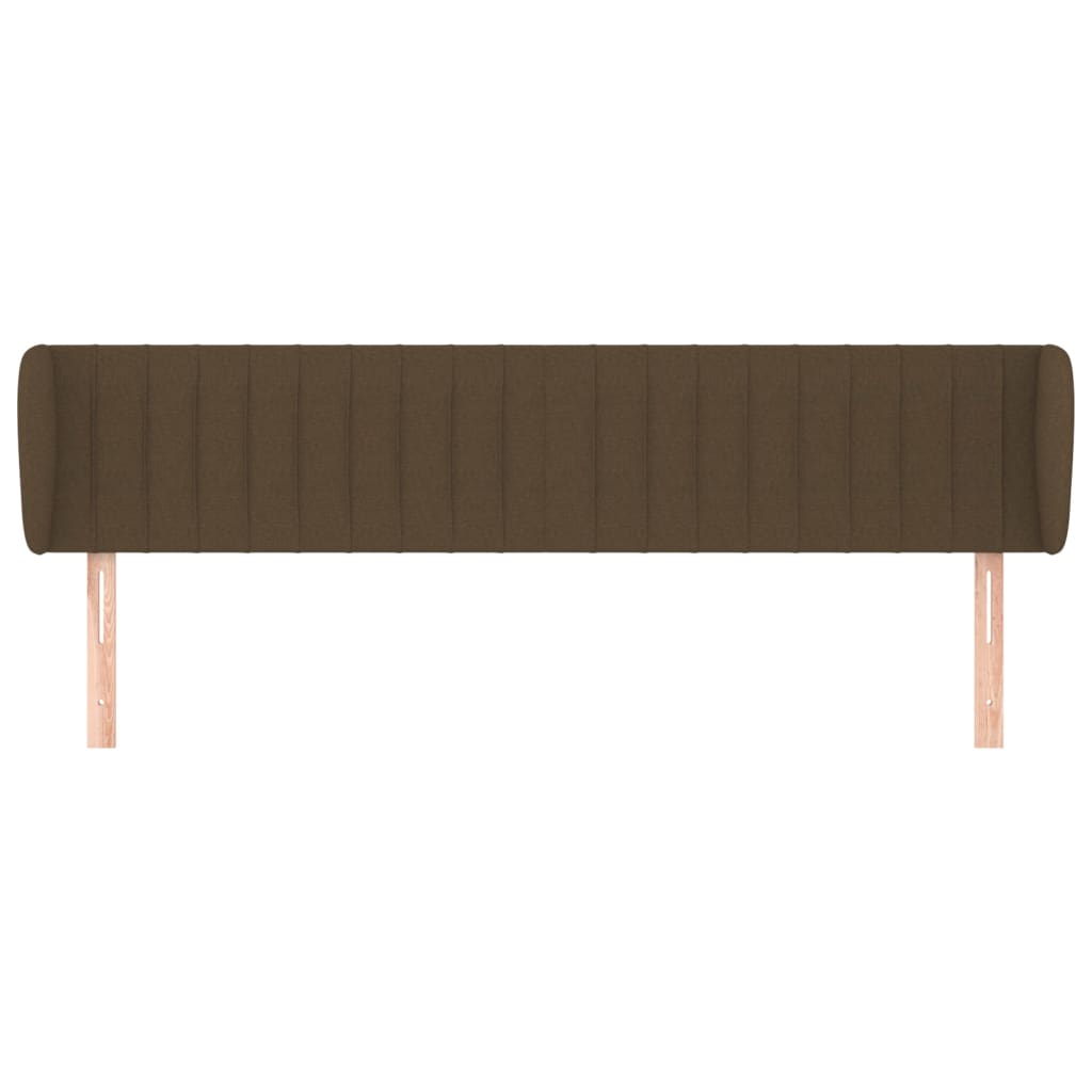 vidaXL Cabeceira de cama c/ abas tecido 183x23x78/88cm castanho-escuro