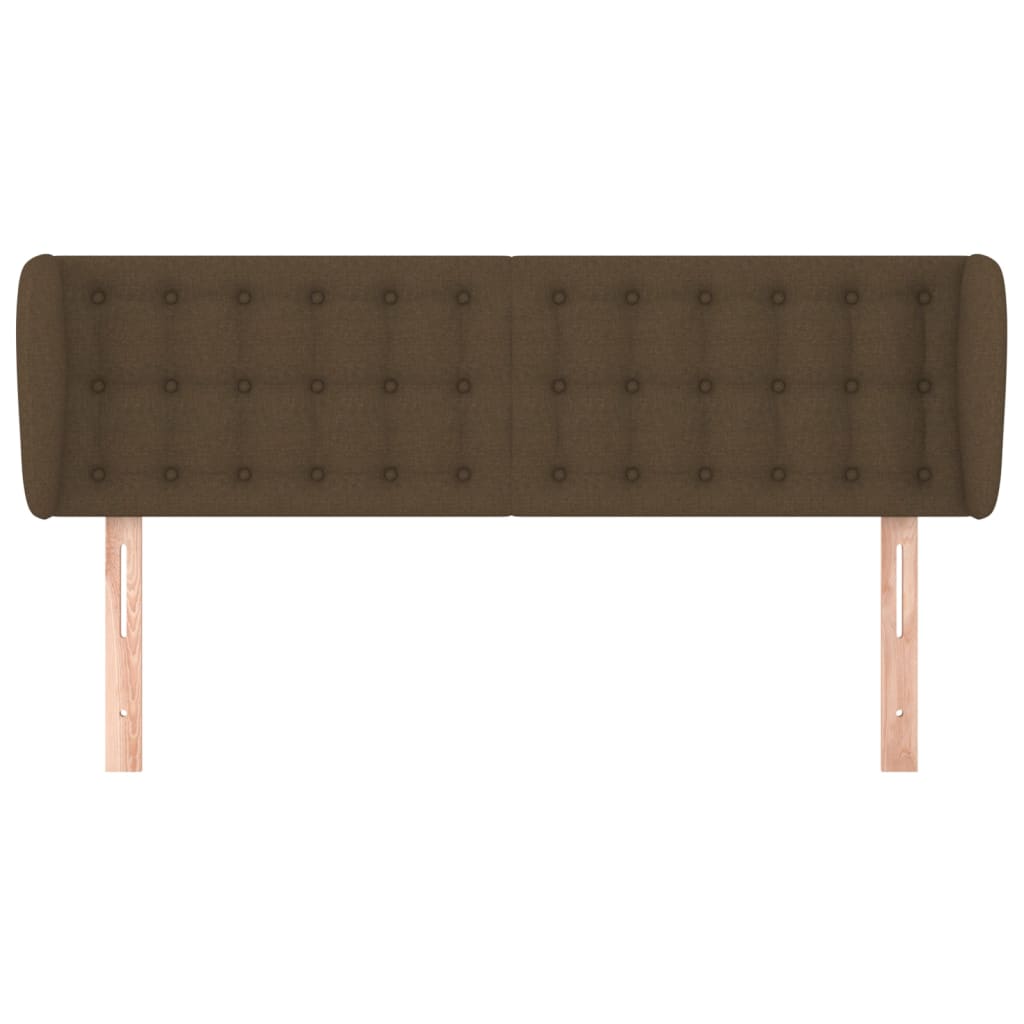 vidaXL Cabeceira de cama c/ abas tecido 147x23x78/88cm castanho-escuro