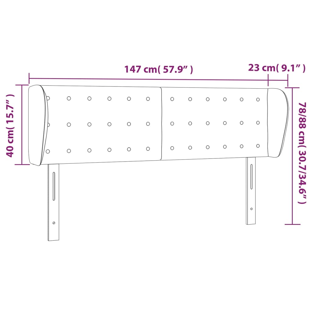 vidaXL Cabeceira de cama c/ abas tecido 147x23x78/88cm castanho-escuro