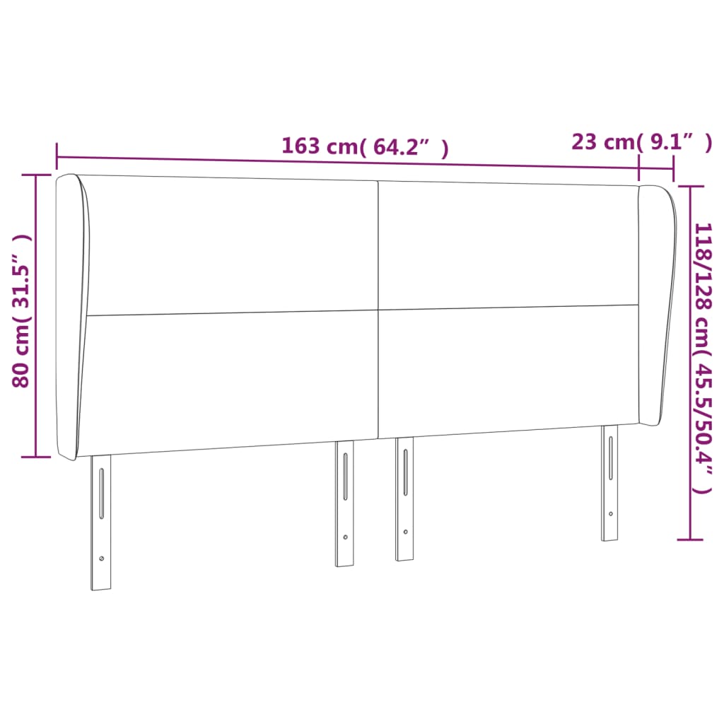 vidaXL Cabeceira de cama c/ abas tecido 163x23x118/128 cm azul