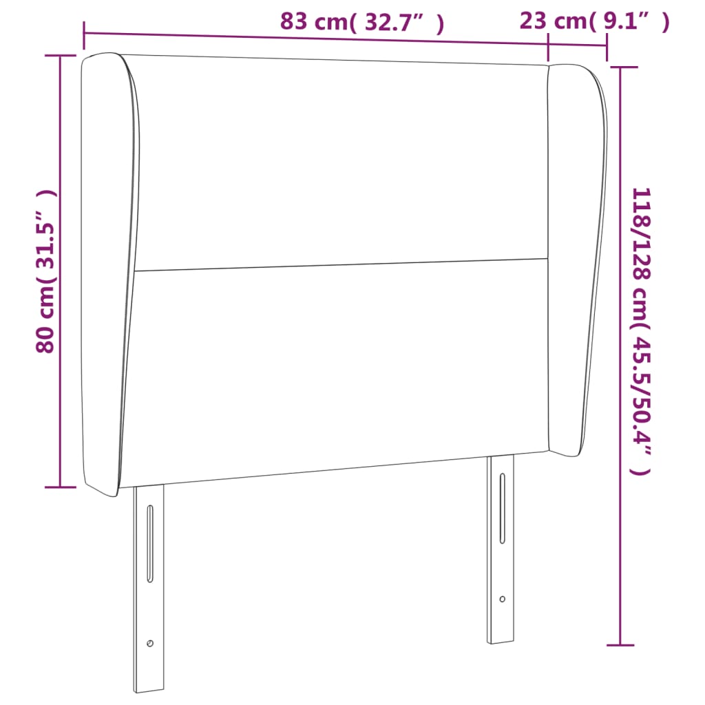 vidaXL Cabeceira cama c/ abas veludo 83x23x118/128 cm azul-escuro