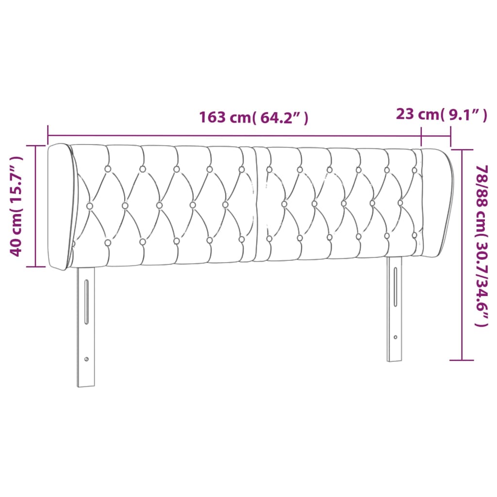 vidaXL Cabeceira de cama c/ abas tecido 163x23x78/88cm castanho-escuro