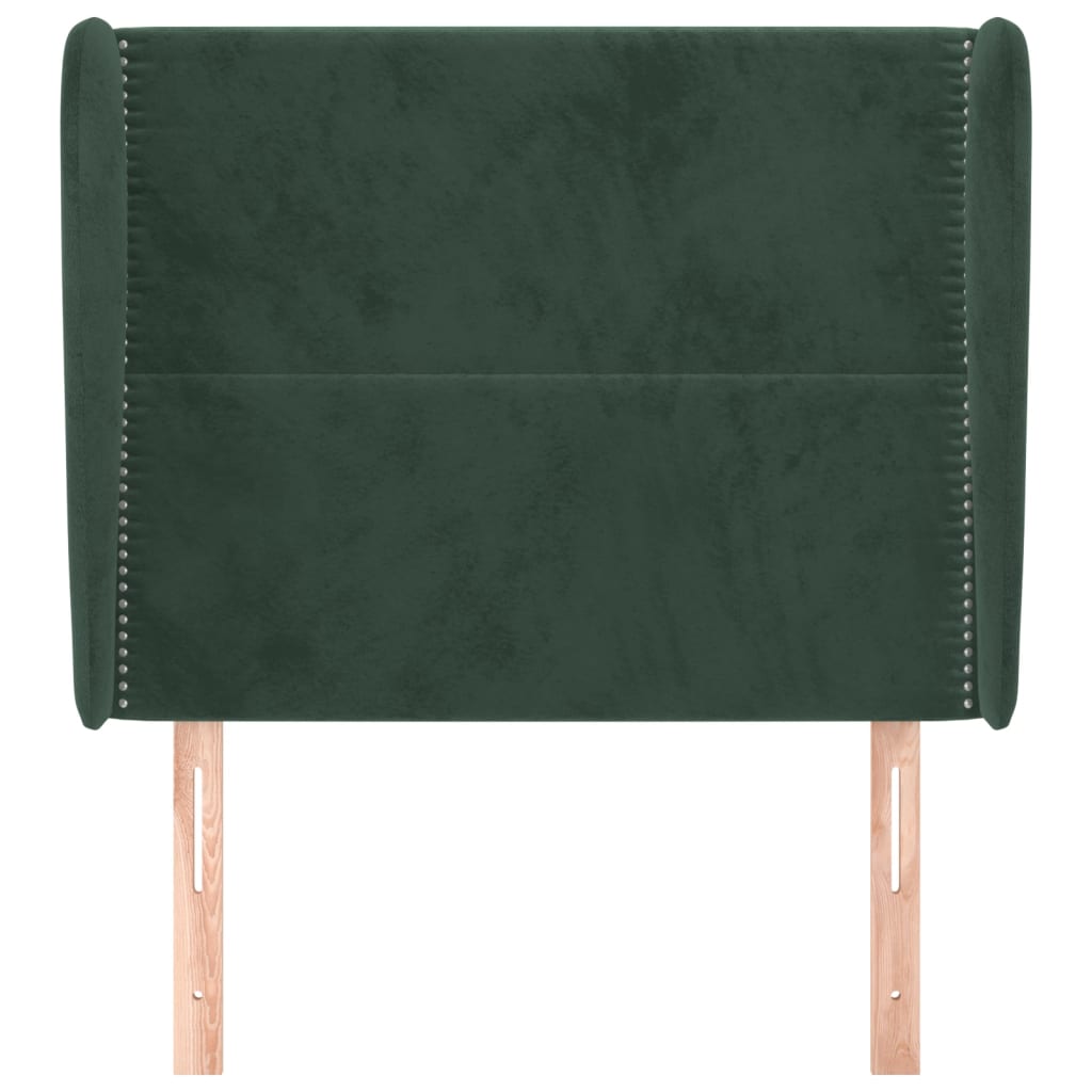 vidaXL Cabeceira de cama c/ abas veludo 83x23x118/128 cm verde-escuro