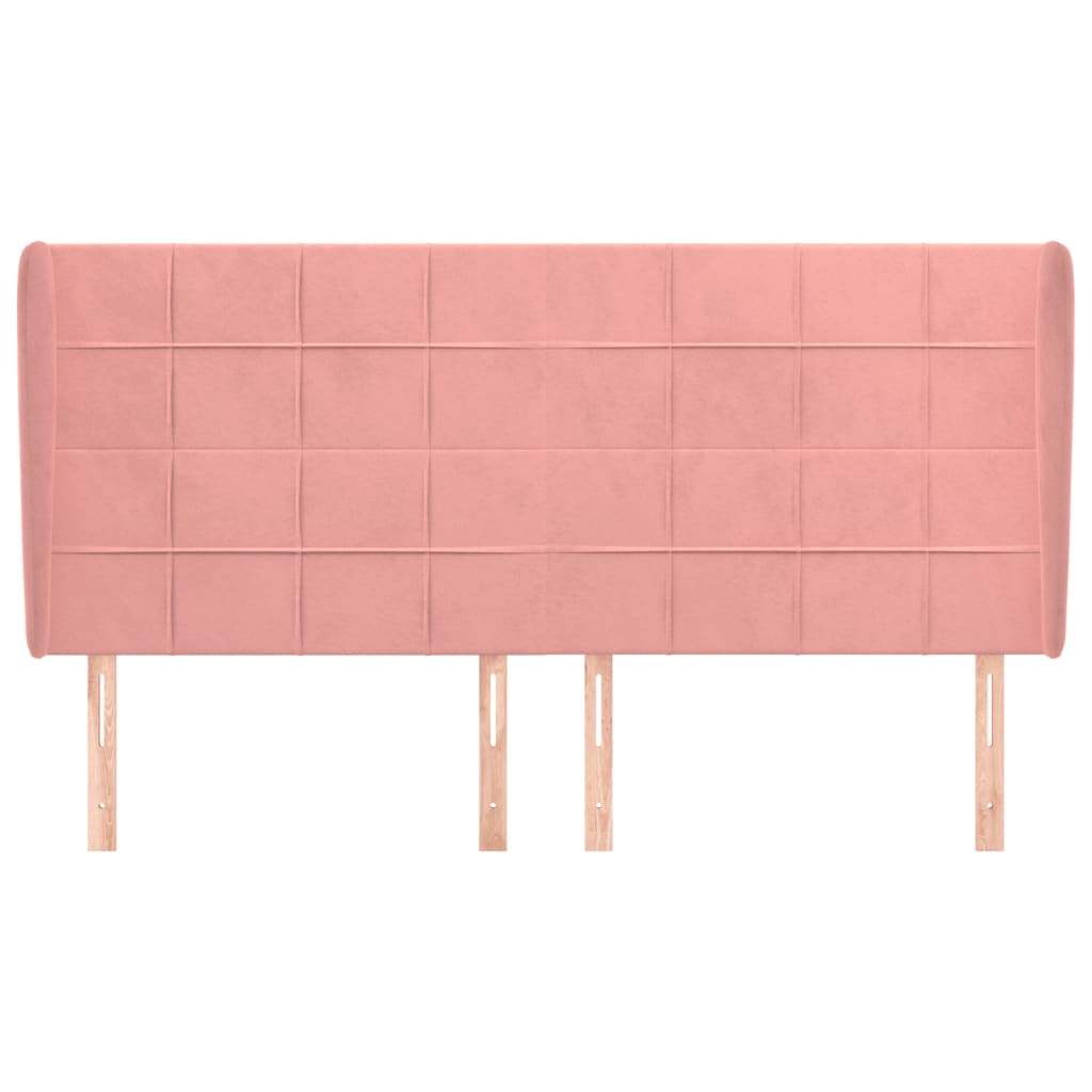 vidaXL Cabeceira cama c/ abas veludo 163x23x118/128 cm rosa