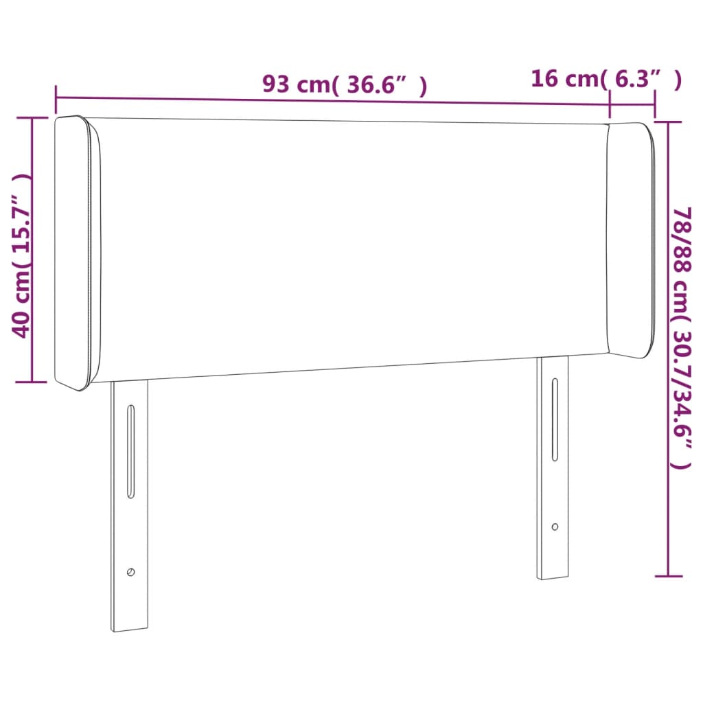 vidaXL Cabeceira cama abas couro artificial 93x16x78/88 cm cappuccino