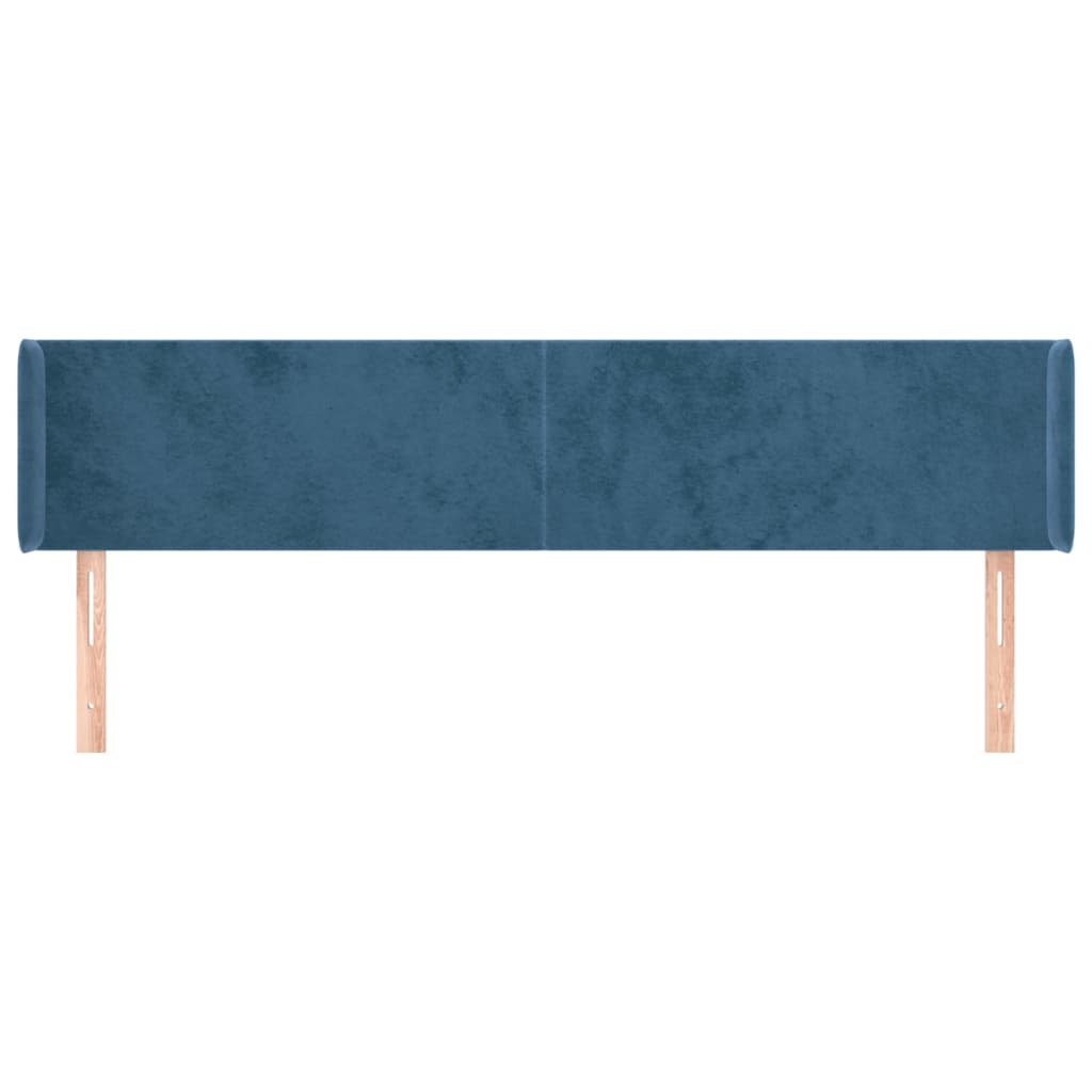 vidaXL Cabeceira de cama c/ abas tecido 183x16x78/88cm azul-escuro