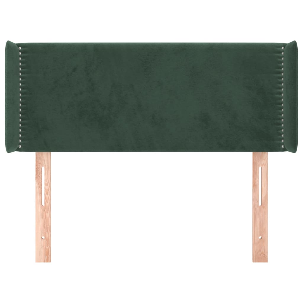 vidaXL Cabeceira de cama c/ abas veludo 83x16x78/88 cm verde-escuro