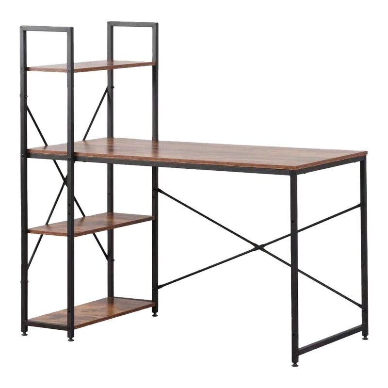 EDM Product|Mesa de escritório com prateleira EDM 75196 Preto Madeira Metal 121 x 120 x 64 cm EDM Product|Mesa de escritório com prateleira EDM 75196 Preto Madeira Metal 121 x 120 x 64 cm