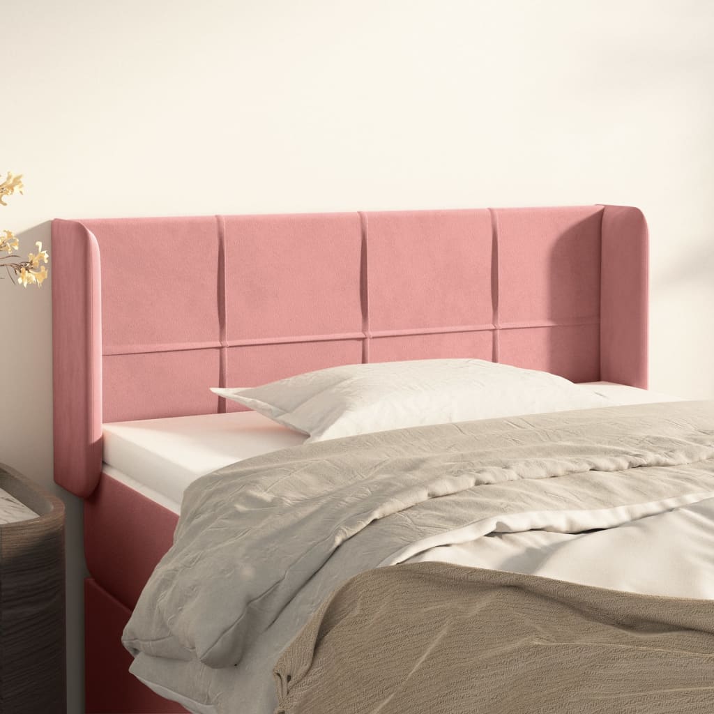 vidaXL Cabeceira de cama c/ abas veludo 83x16x78/88 cm rosa