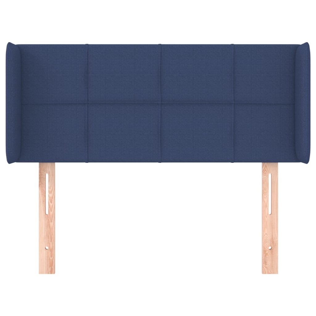 vidaXL Cabeceira de cama c/ abas tecido 103x16x78/88 cm azul