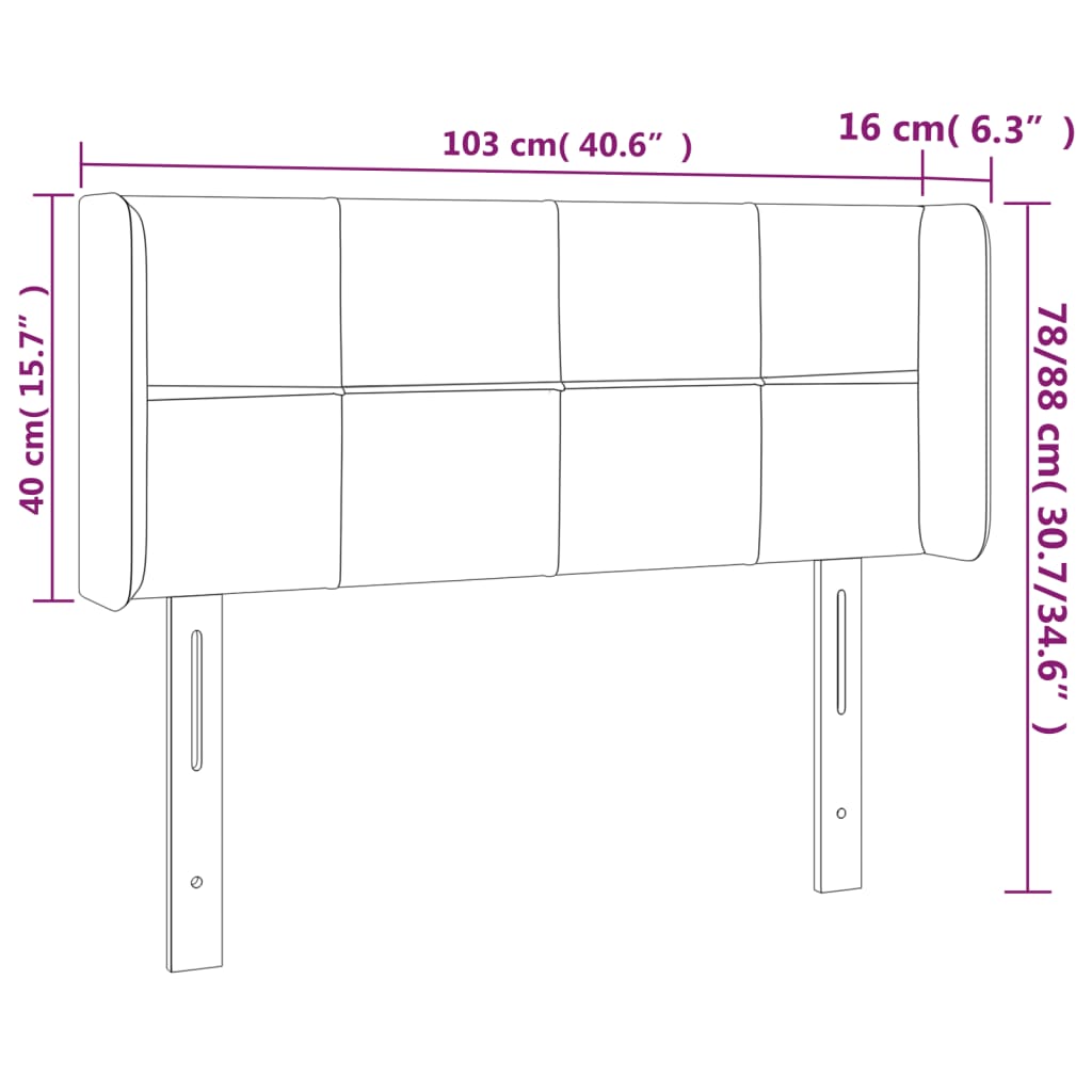 vidaXL Cabeceira de cama c/ abas veludo 103x16x78/88 cm rosa