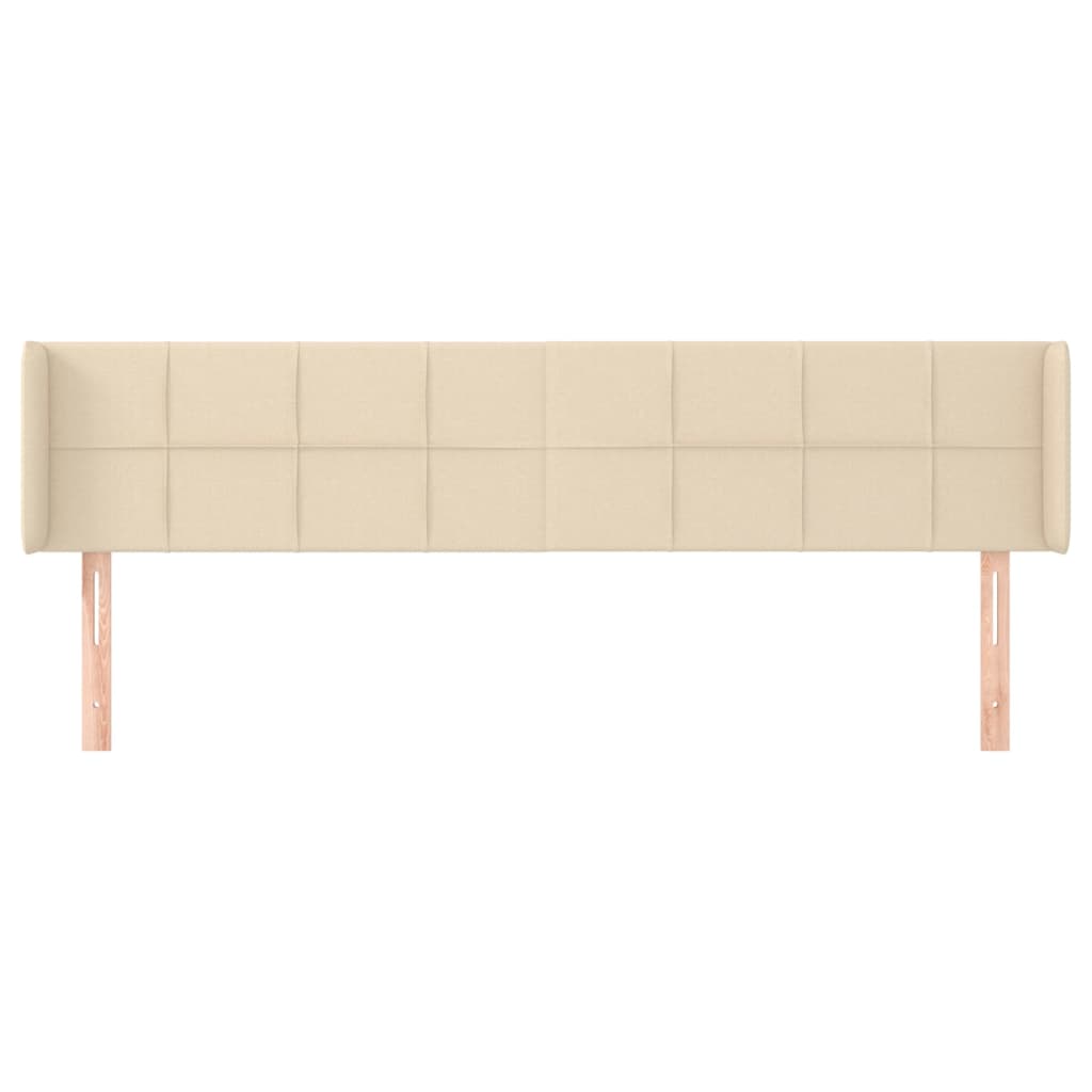 vidaXL Cabeceira de cama c/ abas tecido 163x16x78/88 cm creme