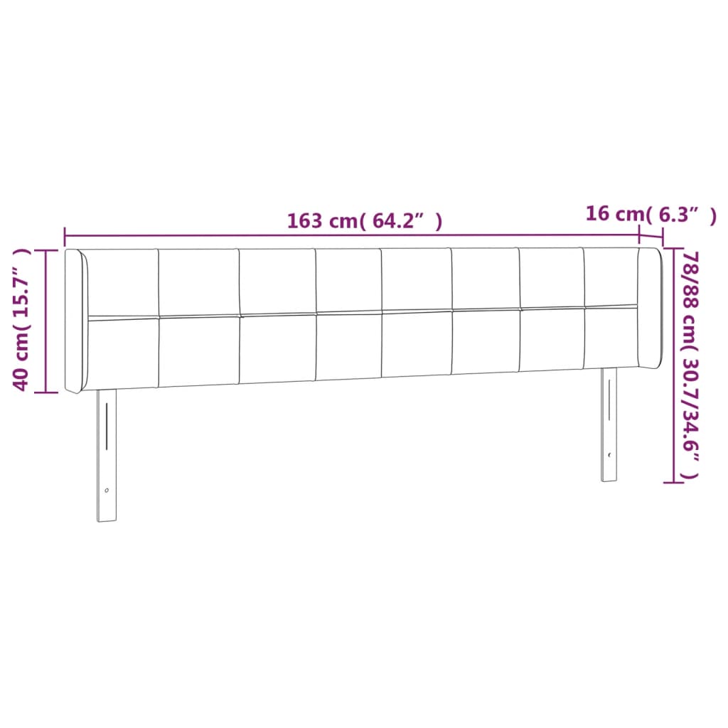 vidaXL Cabeceira de cama c/ abas tecido 163x16x78/88 cm creme