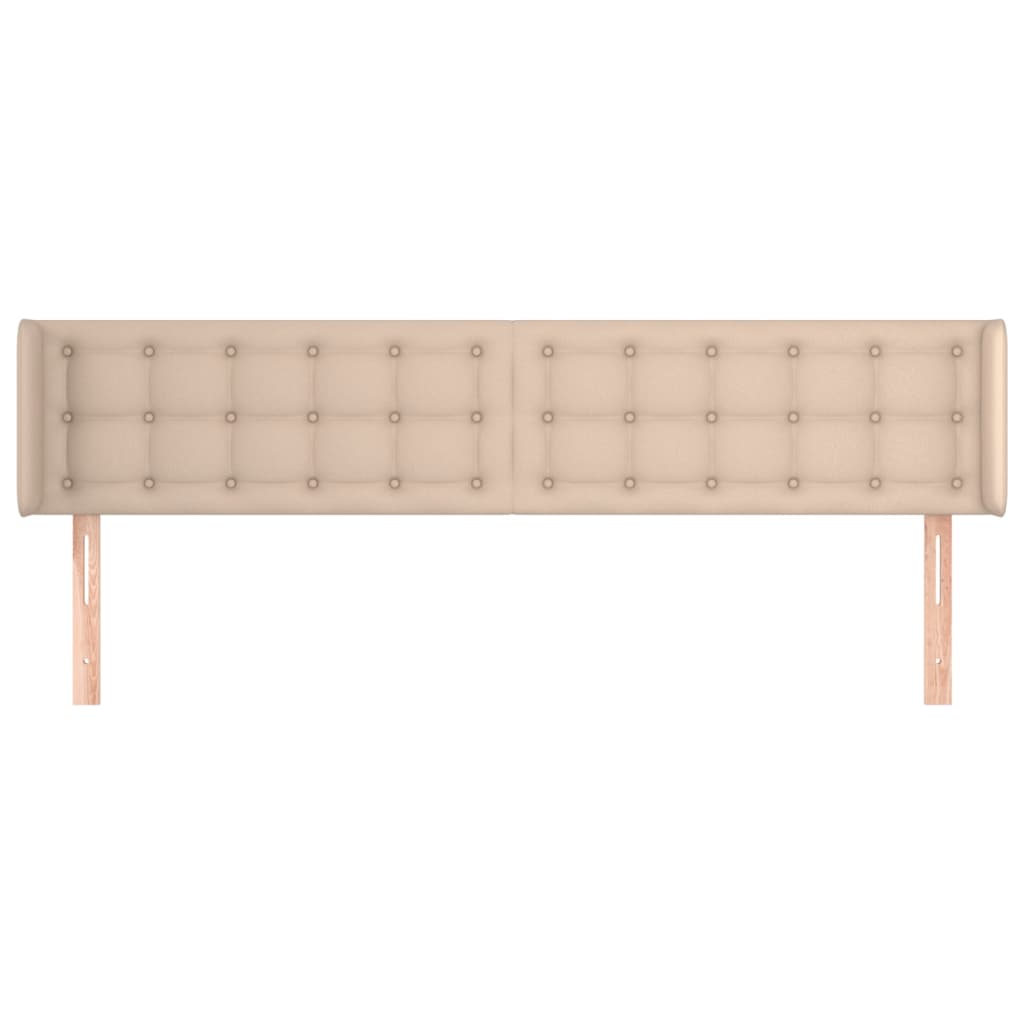 vidaXL Cabeceira cama abas couro artificial 163x16x78/88 cm cappuccino