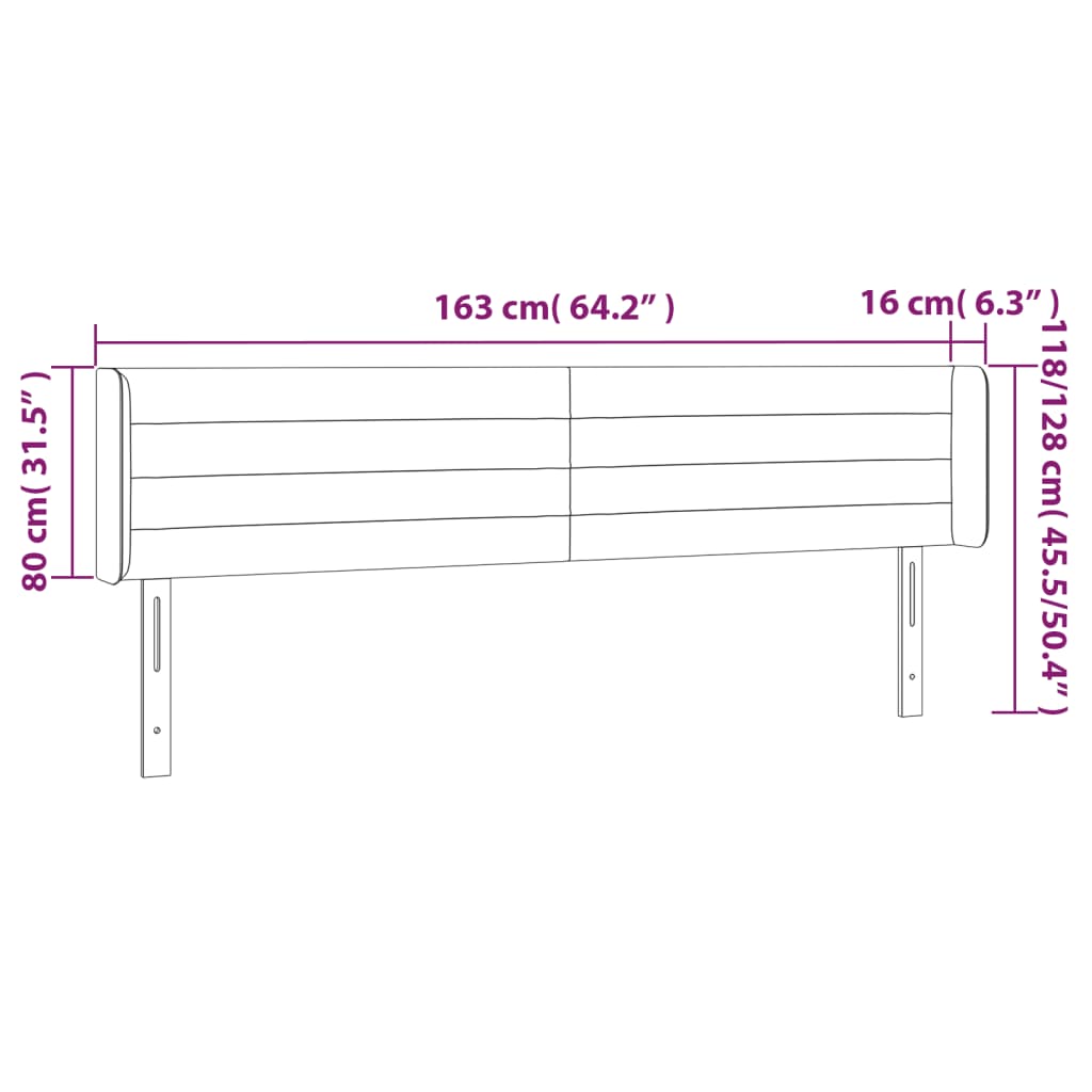 vidaXL Cabeceira de cama c/ abas tecido 163x16x78/88 cm creme