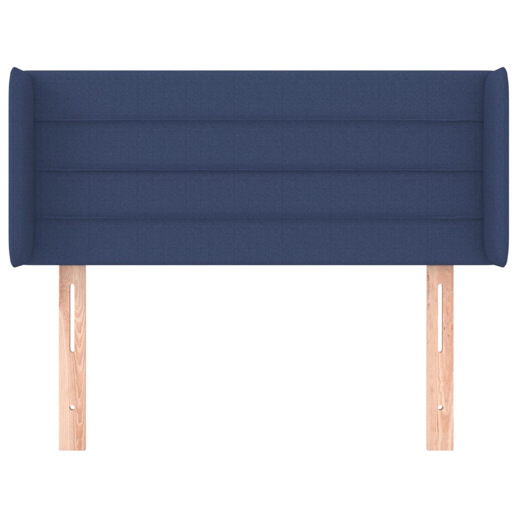 vidaXL Cabeceira de cama c/ abas tecido 103x16x78/88 cm azul