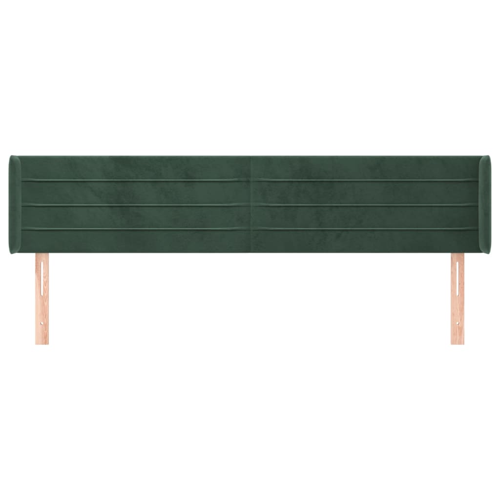 vidaXL Cabeceira de cama c/ abas veludo 183x16x78/88cm verde-escuro