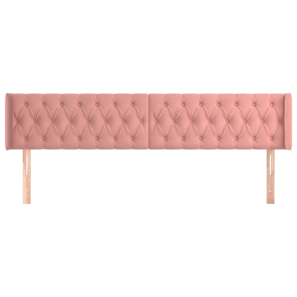 vidaXL Cabeceira de cama c/ abas veludo 203x16x78/88 cm rosa