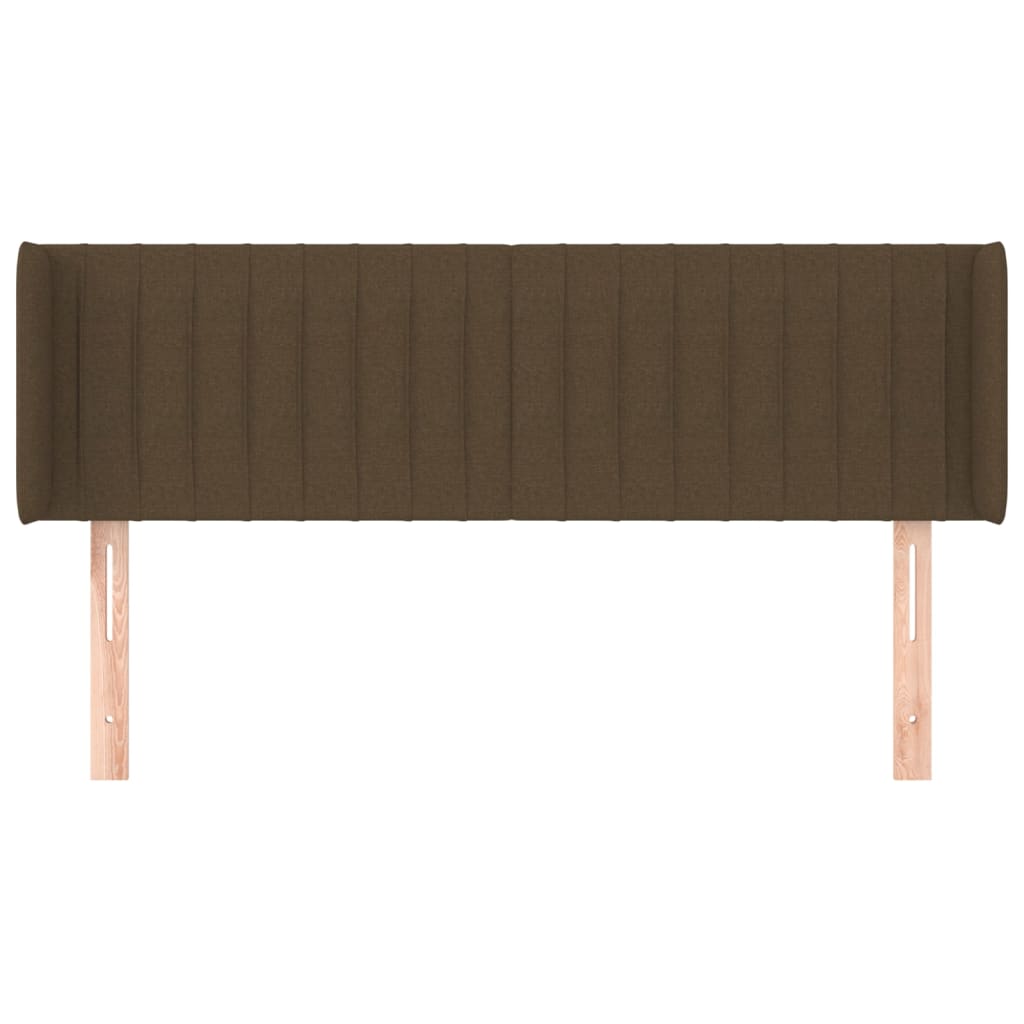 vidaXL Cabeceira de cama c/ abas tecido 147x16x78/88cm castanho-escuro