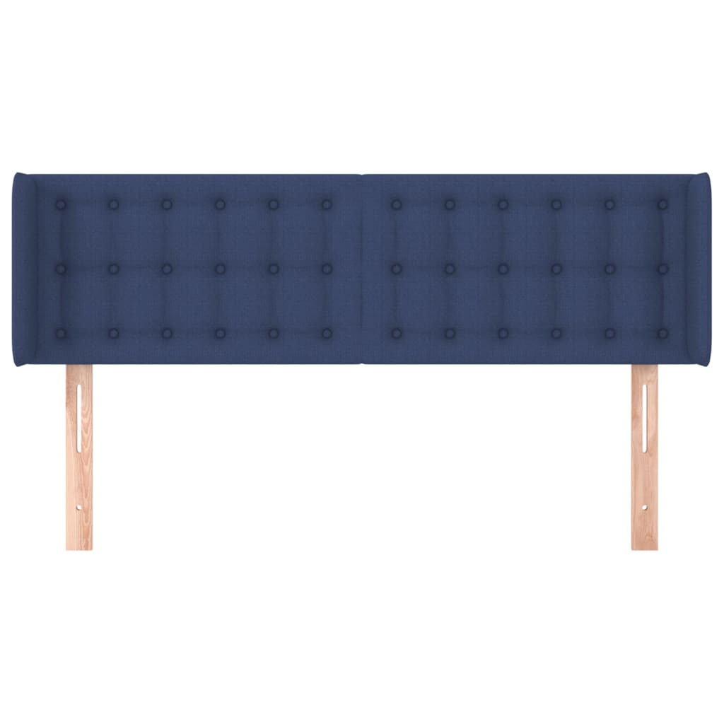 vidaXL Cabeceira de cama c/ abas tecido 147x16x78/88 cm azul