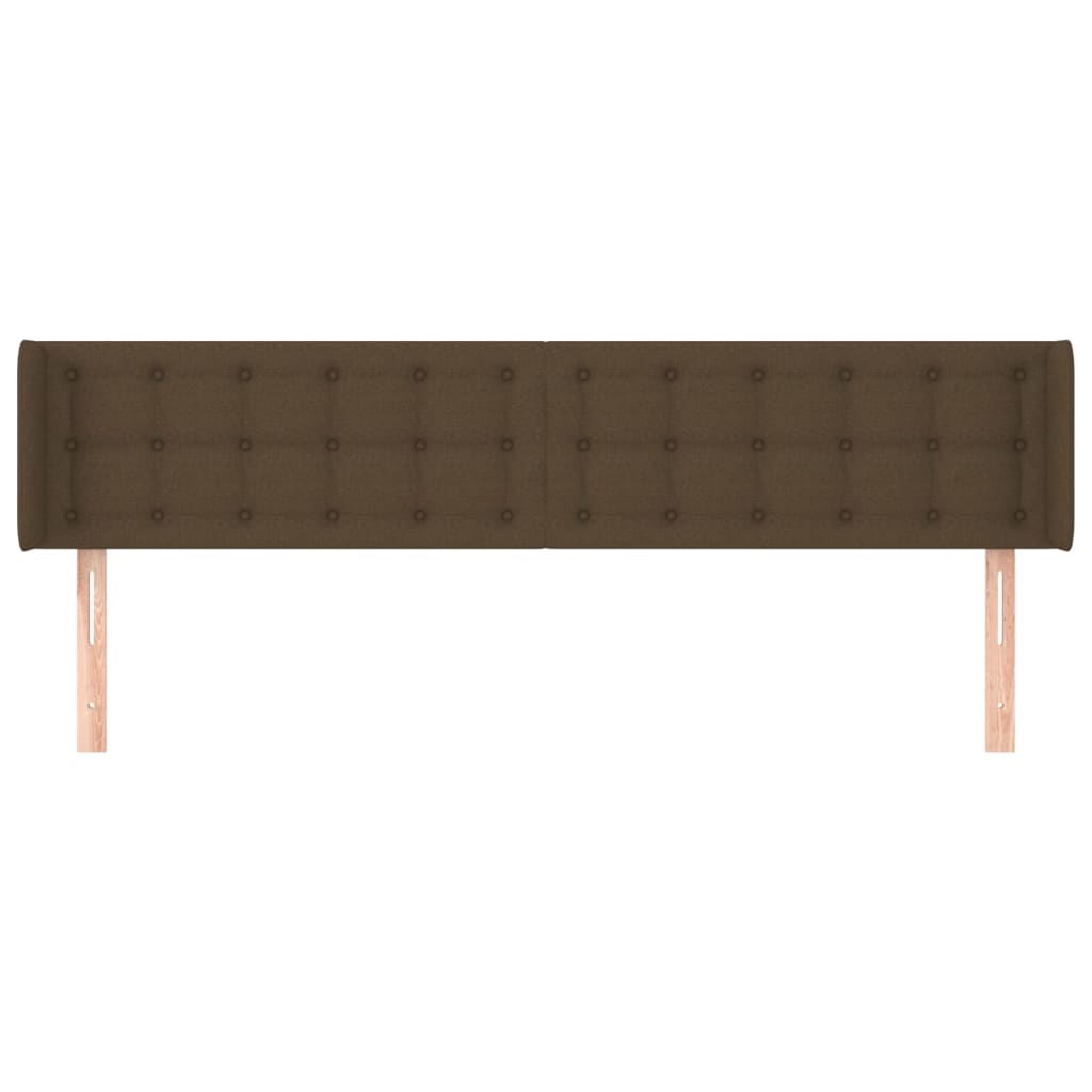 vidaXL Cabeceira de cama c/ abas tecido 203x16x78/88cm castanho-escuro