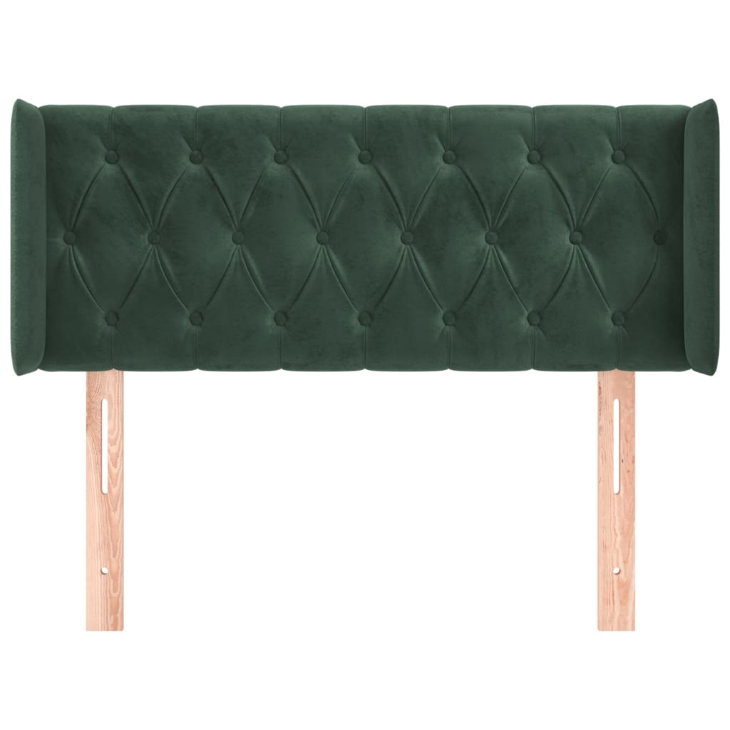 vidaXL Cabeceira de cama c/ abas veludo 103x16x78/88cm verde-escuro