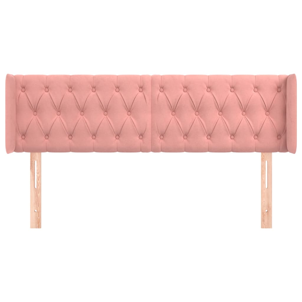 vidaXL Cabeceira de cama c/ abas veludo 163x16x78/88 cm rosa