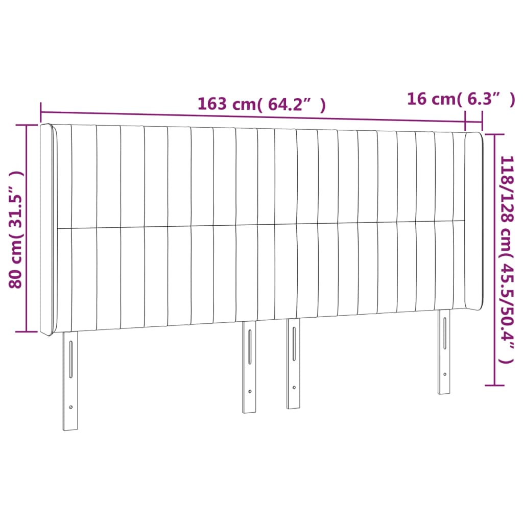 vidaXL Cabeceira de cama c/ abas tecido 163x16x118/128 cm preto